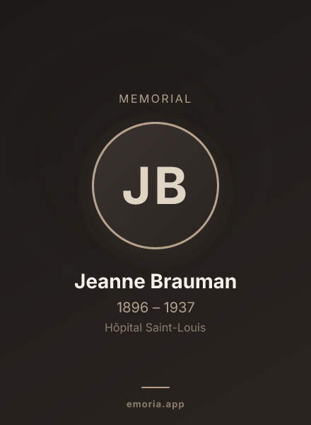 Memorial portrait of Jeanne Brauman