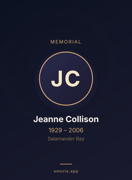 Memorial portrait of Jeanne Collison