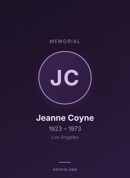 Memorial portrait of Jeanne Coyne