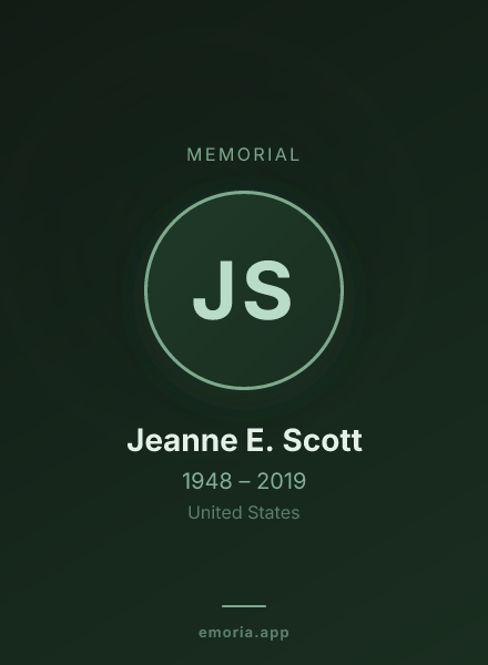 Memorial portrait of Jeanne E. Scott