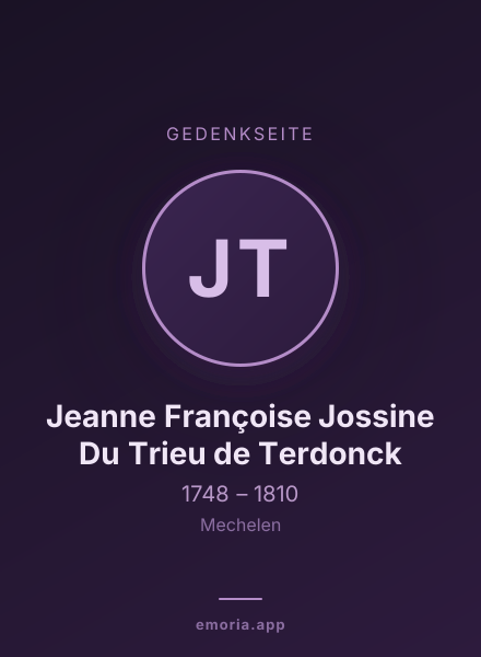 Gedenkportrait von Jeanne Françoise Jossine Du Trieu de Terdonck
