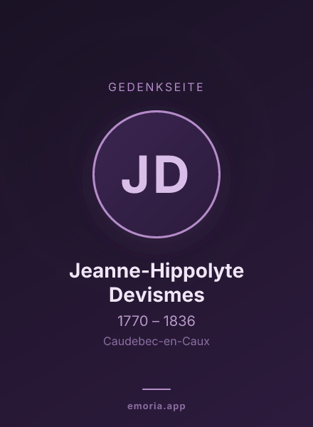 Gedenkportrait von Jeanne-Hippolyte Devismes