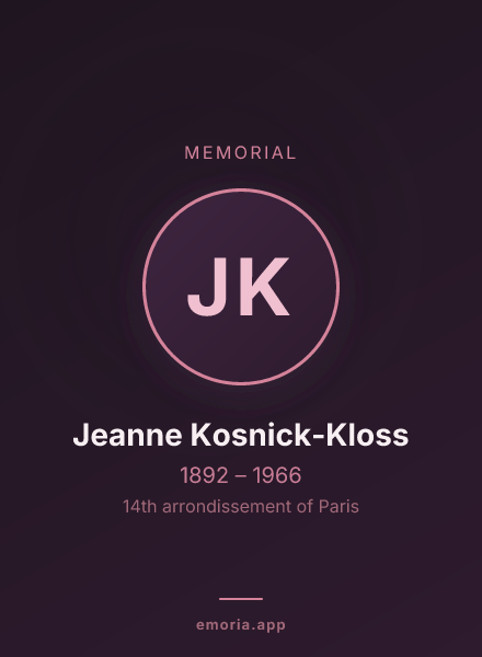 Memorial portrait of Jeanne Kosnick-Kloss