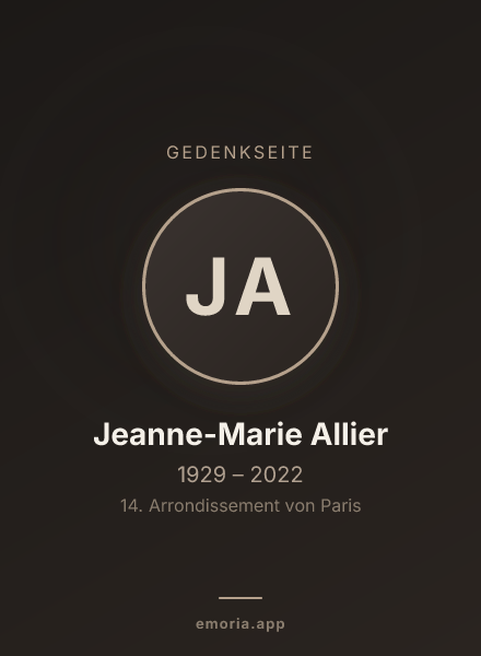 Gedenkportrait von Jeanne-Marie Allier