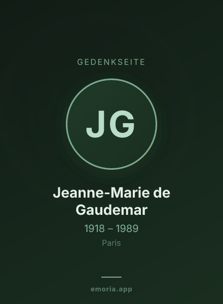 Gedenkportrait von Jeanne-Marie de Gaudemar