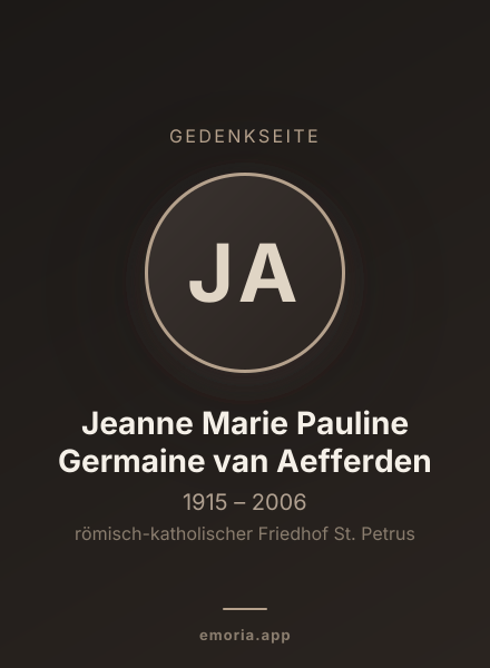 Gedenkportrait von Jeanne Marie Pauline Germaine van Aefferden