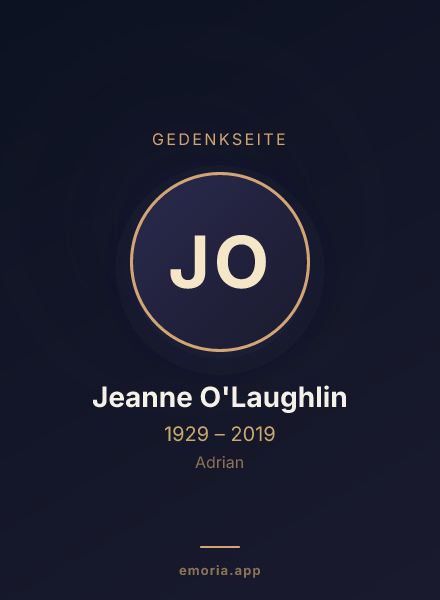 Gedenkportrait von Jeanne O'Laughlin
