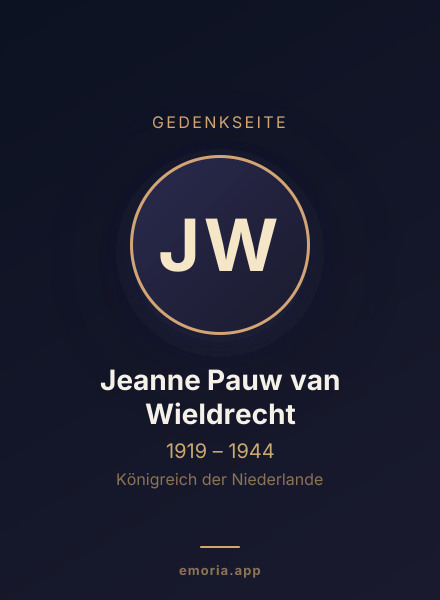 Gedenkportrait von Jeanne Pauw van Wieldrecht
