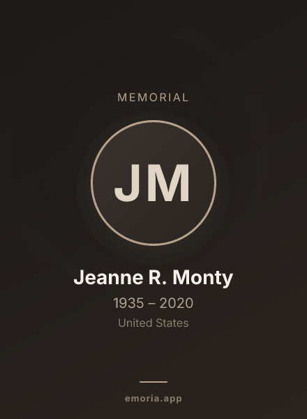Memorial portrait of Jeanne R. Monty