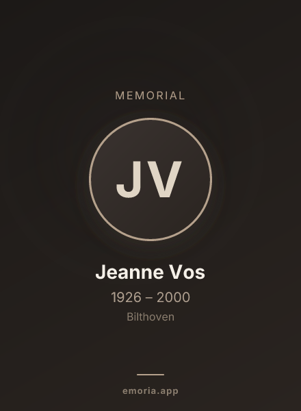 Memorial portrait of Jeanne Vos