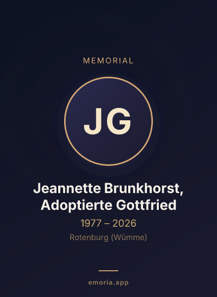 Memorial portrait of Jeannette Brunkhorst, Adoptierte Gottfried