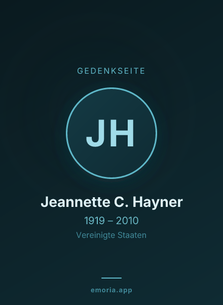 Gedenkportrait von Jeannette C. Hayner