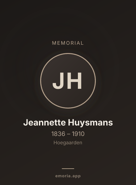 Memorial portrait of Jeannette Huysmans