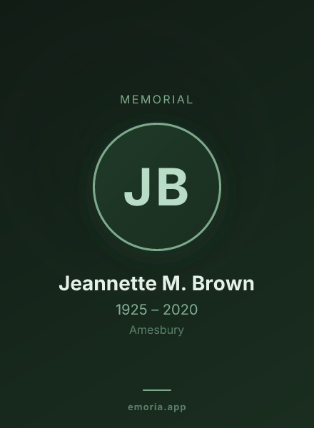 Memorial portrait of Jeannette M. Brown