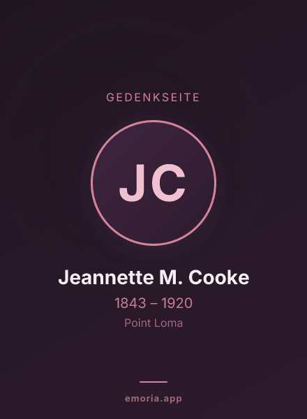 Gedenkportrait von Jeannette M. Cooke