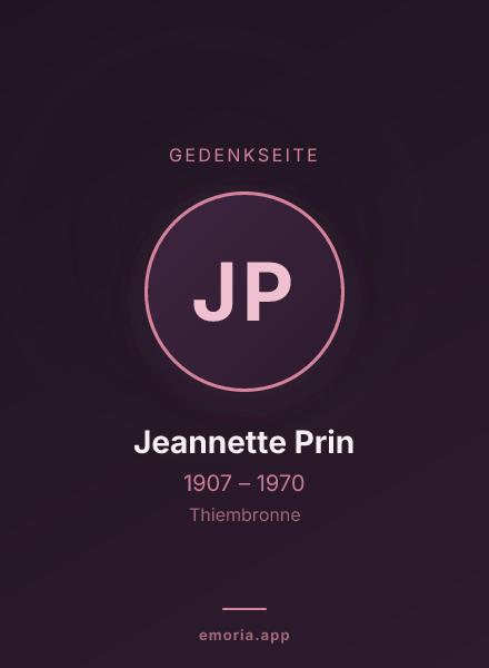 Gedenkportrait von Jeannette Prin