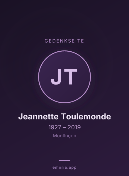 Gedenkportrait von Jeannette Toulemonde
