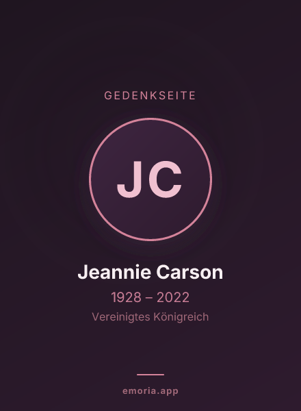 Gedenkportrait von Jeannie Carson