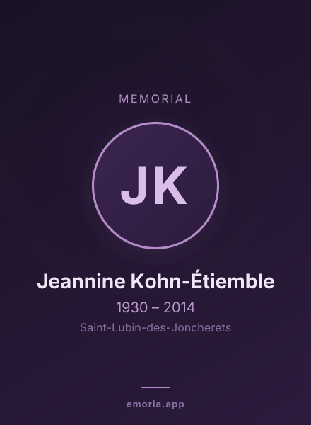 Memorial portrait of Jeannine Kohn-Étiemble