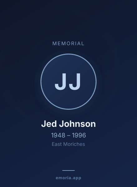 Memorial portrait of Jed Johnson