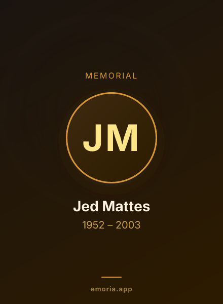 Memorial portrait of Jed Mattes
