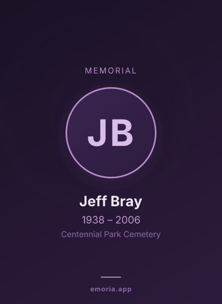 Memorial portrait of Jeff Bray