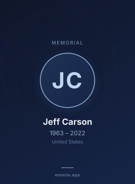 Memorial portrait of Jeff Carson