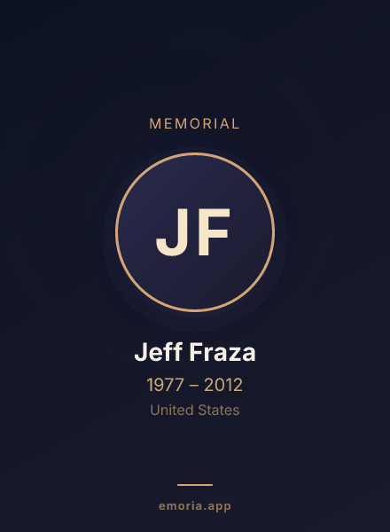 Memorial portrait of Jeff Fraza