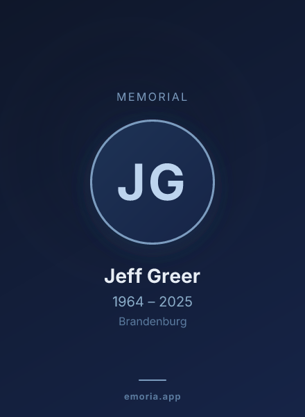 Memorial portrait of Jeff Greer
