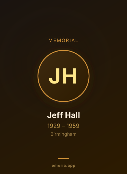 Memorial portrait of Jeff Hall