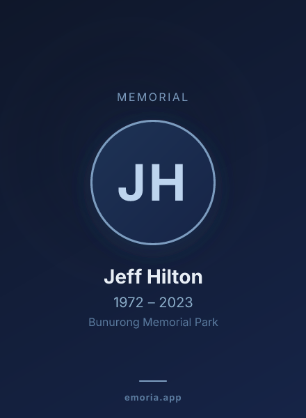 Memorial portrait of Jeff Hilton