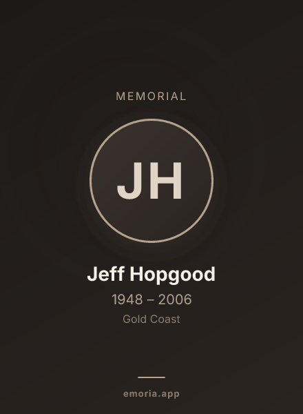 Memorial portrait of Jeff Hopgood