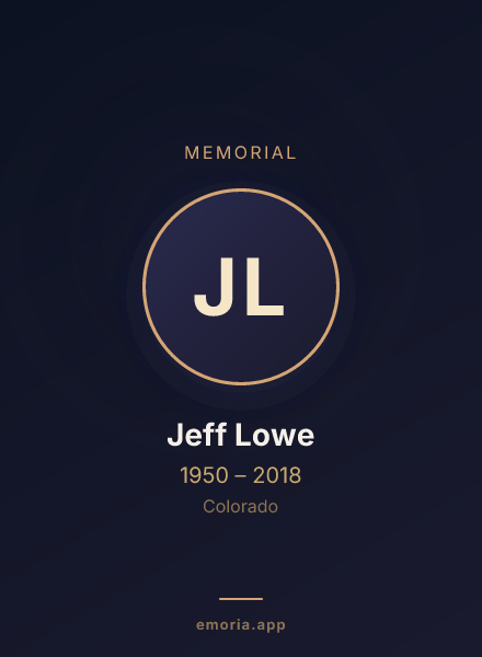 Memorial portrait of Jeff Lowe