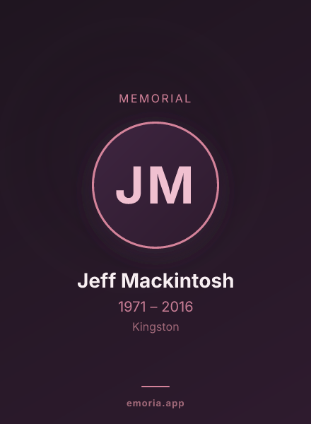 Memorial portrait of Jeff Mackintosh