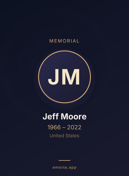 Memorial portrait of Jeff Moore