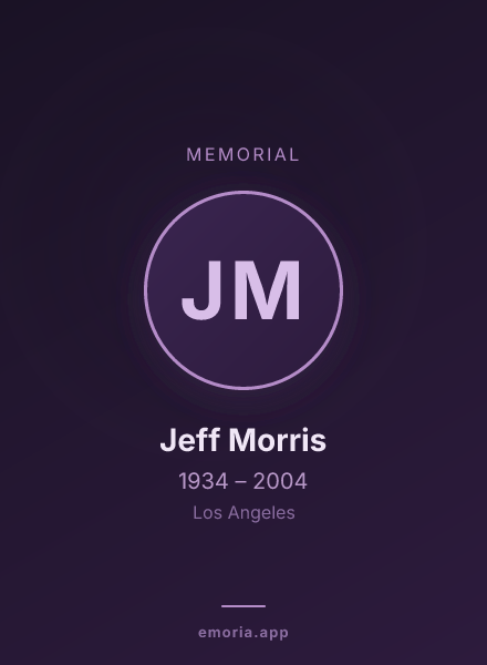 Memorial portrait of Jeff Morris