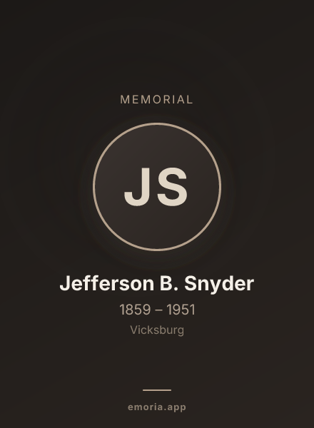 Memorial portrait of Jefferson B. Snyder
