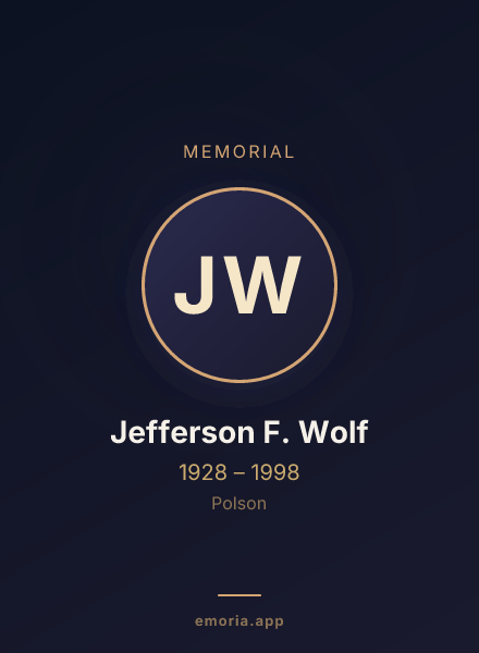 Memorial portrait of Jefferson F. Wolf