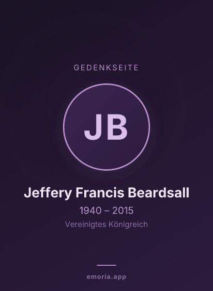 Gedenkportrait von Jeffery Francis Beardsall