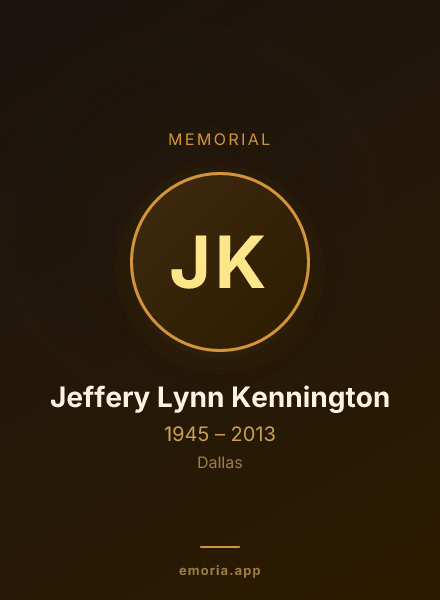 Memorial portrait of Jeffery Lynn Kennington