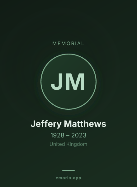 Memorial portrait of Jeffery Matthews