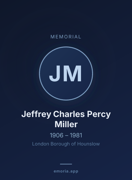 Memorial portrait of Jeffrey Charles Percy Miller