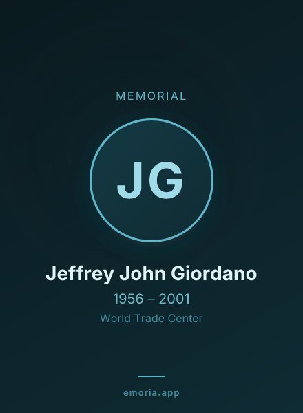 Memorial portrait of Jeffrey John Giordano