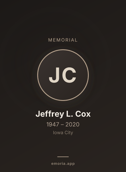 Memorial portrait of Jeffrey L. Cox