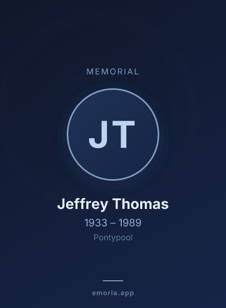 Memorial portrait of Jeffrey Thomas