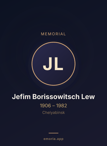 Memorial portrait of Jefim Borissowitsch Lew