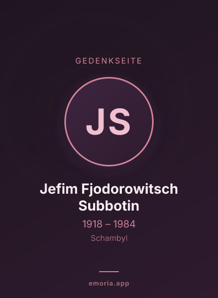 Gedenkportrait von Jefim Fjodorowitsch Subbotin