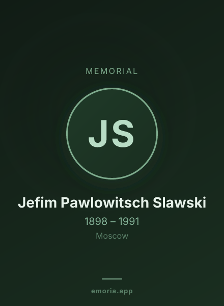Memorial portrait of Jefim Pawlowitsch Slawski