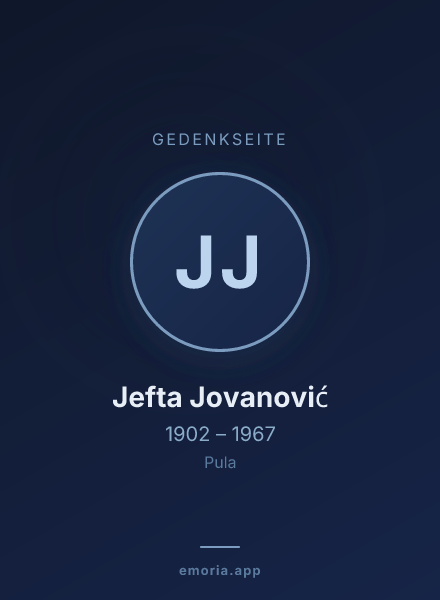 Gedenkportrait von Jefta Jovanović