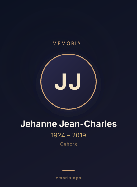 Memorial portrait of Jehanne Jean-Charles